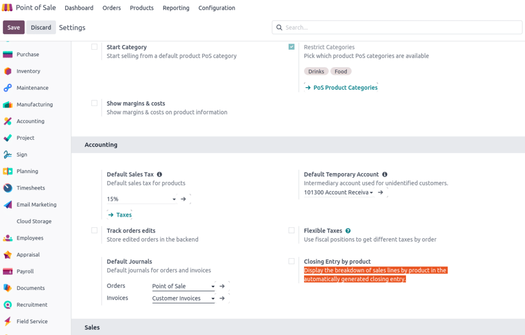 odoo18 Product Level Closing Account