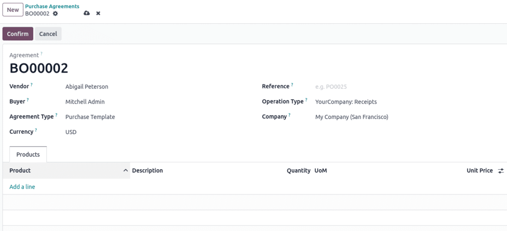 odoo18 Purchase Order From Template